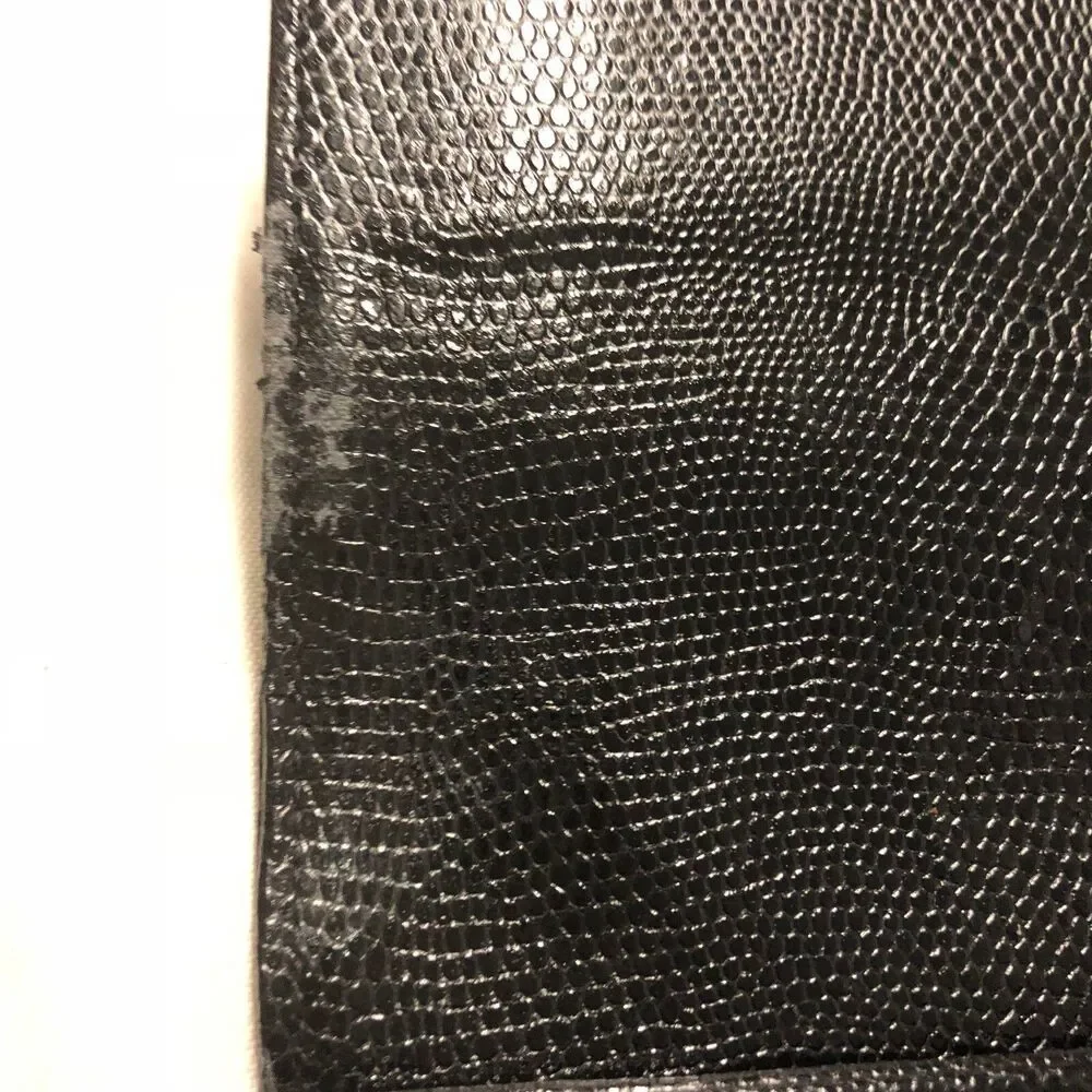 M. London Women's Vintage Handbag Black Leather Croc Embossed Purse